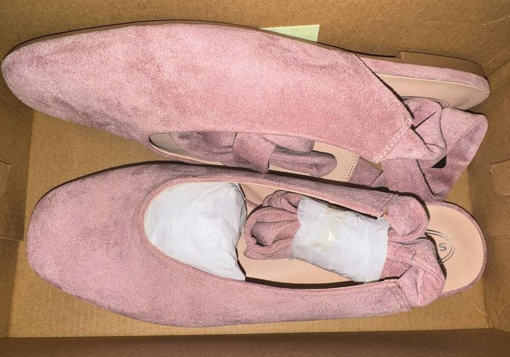 Scoop Women's Faux Suede Ankle Wrap Ballet Flats Pink Size 9.5